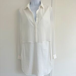 Bailey 44 Dress White Long Sleeve Cotton Blend Sheer Cover Size Small